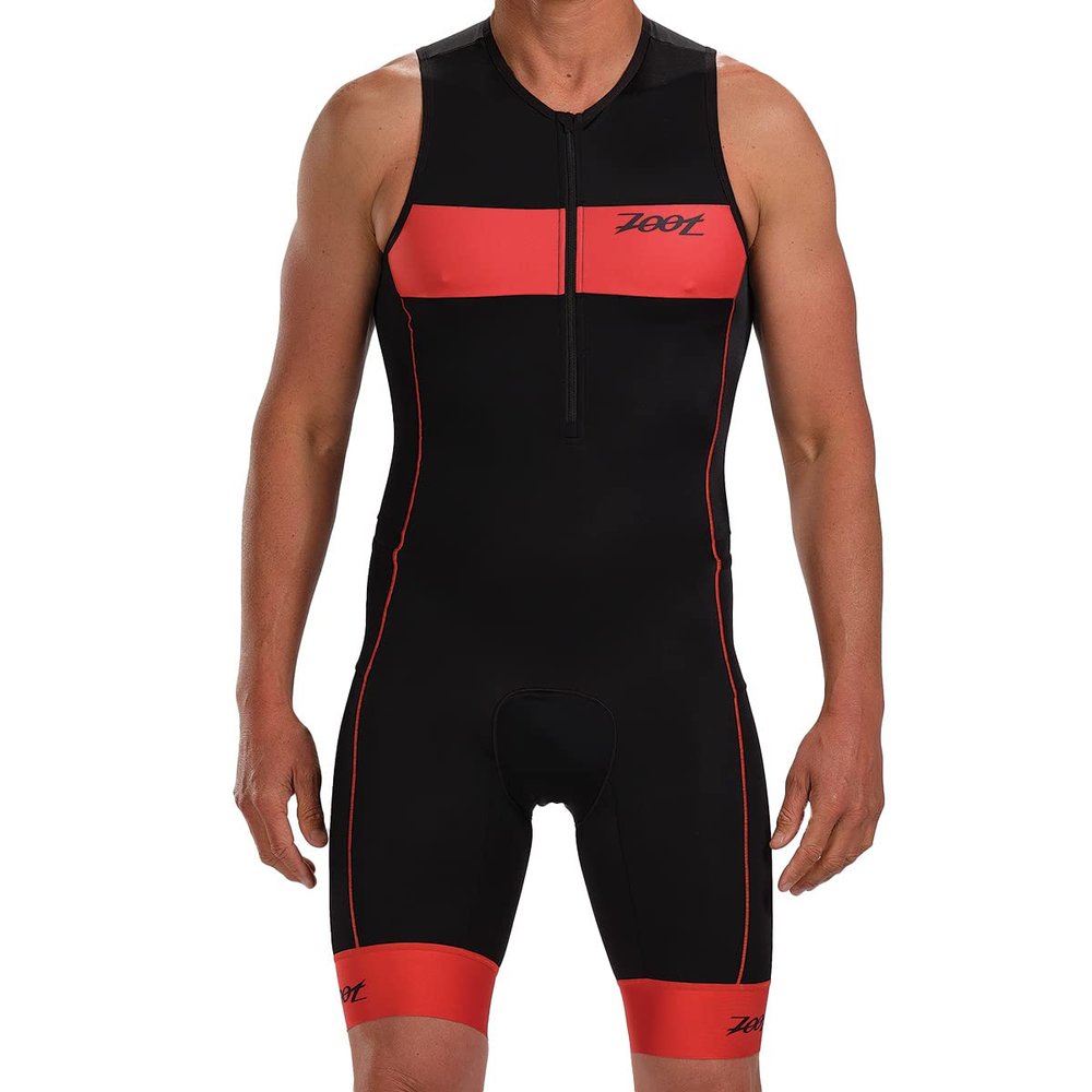 Zoot Mens Core Tri Tank Racesuit Sleeveless Triathlon Suit for Men Made from Italian Primo Fabric, 3 Pockets, and Bike Padding(Cardinal, XX-Large)