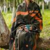 PuTian Merino Wool Blanket - Warm, Thick, Washable, 87" x 63" Large Throw for Outdoors, Camping,Couch, Bed, Travel - Super Soft Wool Blanket (Striped Fire Green) view 3