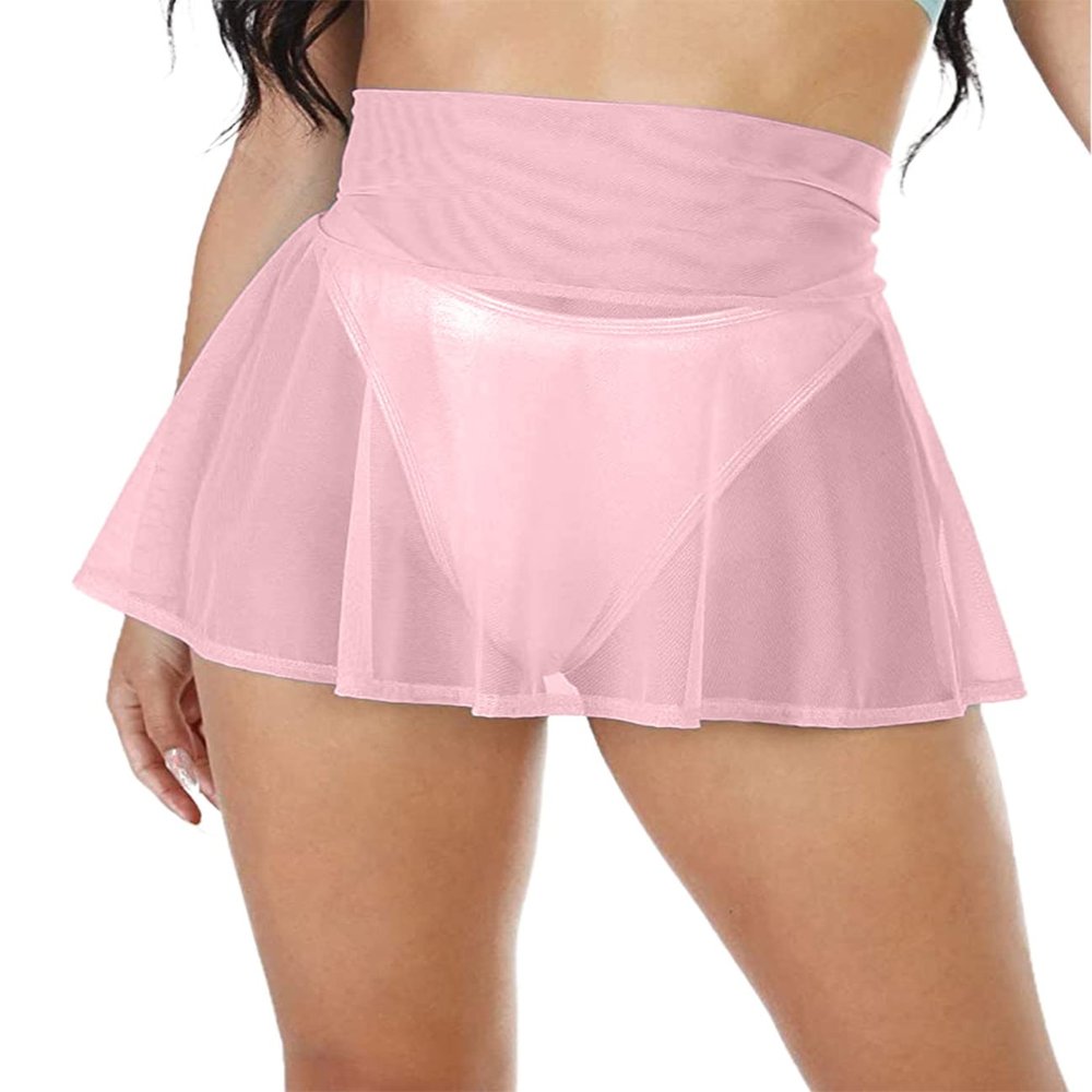 SHIBAOZI Swim Cover Ups Swimsuit Cover-up Skirts Short Mesh Sheer See-Thru Bikini Coverups for Women Girls (M, Light Pink)