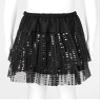 Agoky Kids Girls Glittery Sequined Dance Tutu Skirt Hip Hop Latin Jazz Fancy Dress Up for Prom Dance Stage Performance Black 13-14 view 3