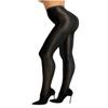 RUNQHUI Womens Shimmery Tummy Control Stretchy Pantyhose Glossy Silk Footed Stockings Tights Sheer Clubwear Black One_Size view 1