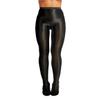 RUNQHUI Womens Shimmery Tummy Control Stretchy Pantyhose Glossy Silk Footed Stockings Tights Sheer Clubwear Black One_Size view 2