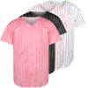 Blank Baseball Button Down Jersey Plain Short Sleeve Hipster Hip Hop T Shirts Jersey (XXX-Large, Pink-Stripe) view 1