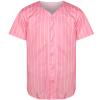 Blank Baseball Button Down Jersey Plain Short Sleeve Hipster Hip Hop T Shirts Jersey (XXX-Large, Pink-Stripe) view 2