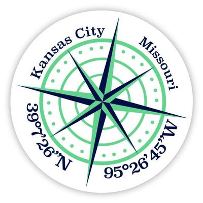 Kansas City Missouri 2-Inch Vinyl Decal Sticker Latitude Longitude Compass Design