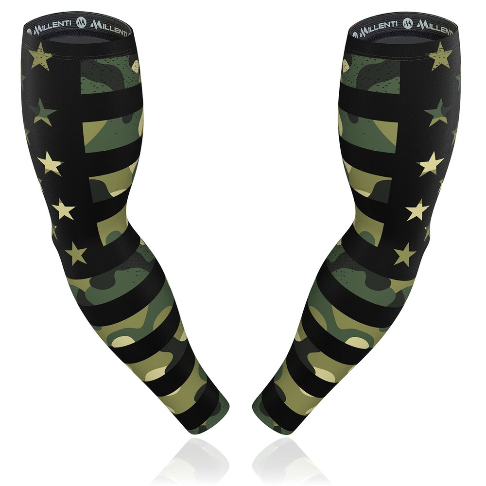 Millenti Cooling Arm Sleeve Compression - Sun Protection Sport Recovery Sleeves, Cools when Wet, Unisex in 4 Sizes - 2pcs (Camouflage, Medium)