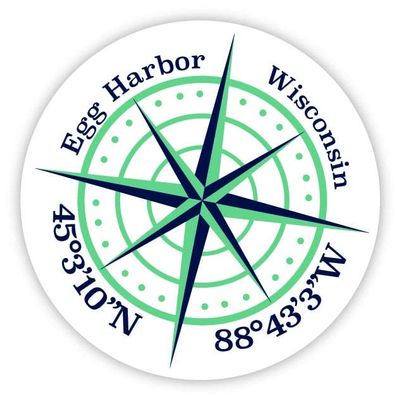 Egg Harbor Wisconsin 4-Inch Vinyl Decal Sticker Latitude Longitude Compass Design