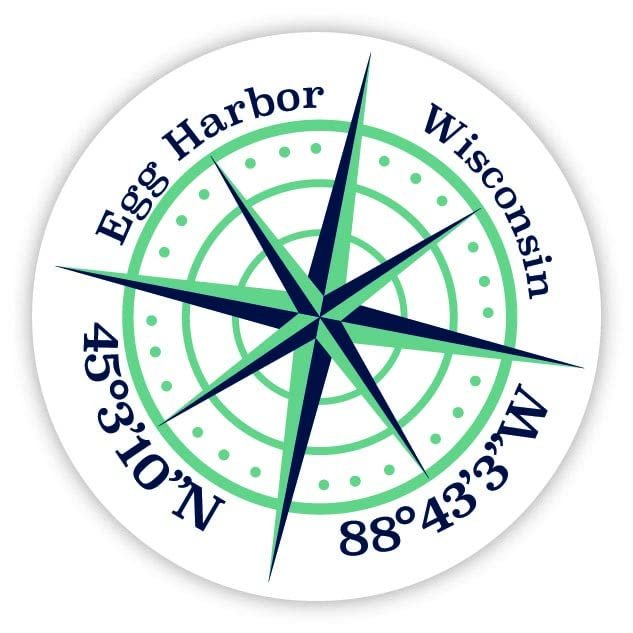 Egg Harbor Wisconsin 4-Inch Vinyl Decal Sticker Latitude Longitude Compass Design