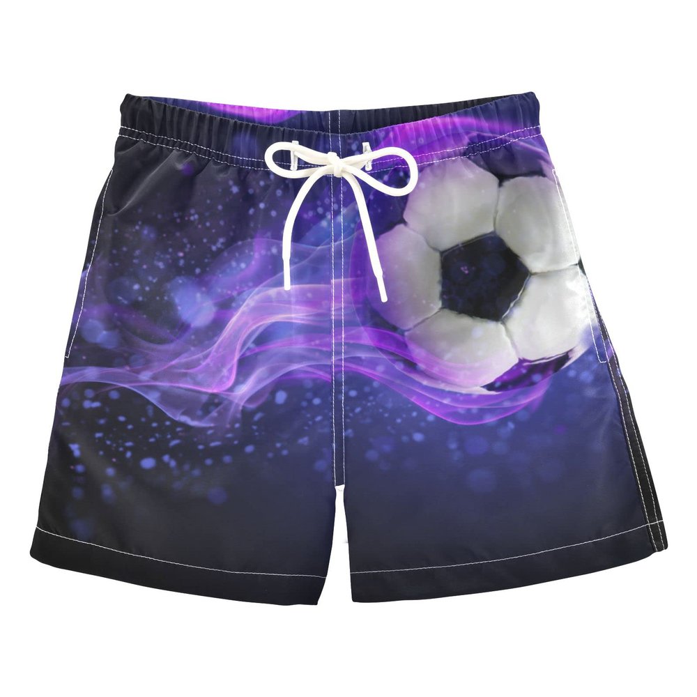 Aflyko Sport Board Shorts Magic Flaming Soccer Boys Girls Swim Trunk Teens Beach Swimwear Bathing Suit