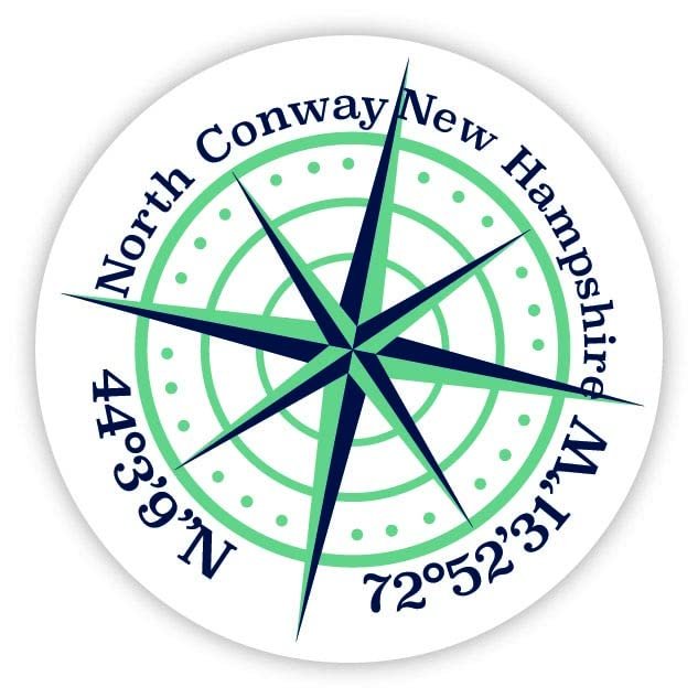North Conway New Hampshire 2-Inch Vinyl Decal Sticker Latitude Longitude Compass Design