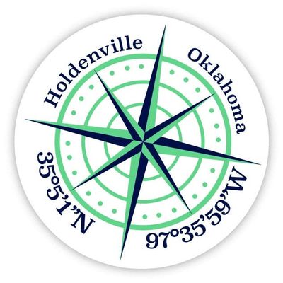 Holdenville Oklahoma 2-Inch Vinyl Decal Sticker Latitude Longitude Compass Design