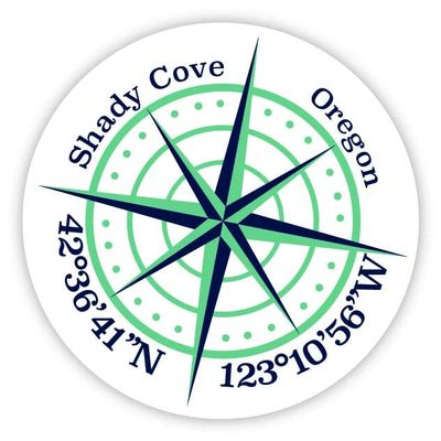 Shady Cove Oregon 2-Inch Vinyl Decal Sticker Latitude Longitude Compass Design