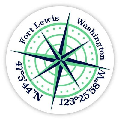 Fort Lewis Washington 4-Inch Vinyl Decal Sticker Latitude Longitude Compass Design