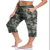 TARSE Womens Summer Casual Capris Yoga Workout Sweat Pants Pockets Loose Drawstring Capri Pants Lounge Pajama Cropped Pants (Camo,L) view 1