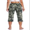 TARSE Womens Summer Casual Capris Yoga Workout Sweat Pants Pockets Loose Drawstring Capri Pants Lounge Pajama Cropped Pants (Camo,L) view 2