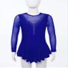 Agoky Kid Girls Shiny Figure Ice Skating Dress Long Sleeve Gymnastic Leotard Dress Roller Skater Ballet Dance Dress Dancewear Royal Blue 9-10 Years view 2