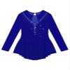 Agoky Kid Girls Shiny Figure Ice Skating Dress Long Sleeve Gymnastic Leotard Dress Roller Skater Ballet Dance Dress Dancewear Royal Blue 9-10 Years view 4