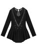 Agoky Kid Girls Shiny Figure Ice Skating Dress Long Sleeve Gymnastic Leotard Dress Roller Skater Ballet Dance Dress Dancewear Black 9-10 Years view 4