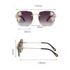 Vintage Rimless Square Rhinestone Sunglasses Women Retro Cutting Lens Luxury Bling Diamond Sun Glasses Female Party Eyewear (3pcs-pink&pink blue&brown) view 3