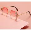 Vintage Rimless Square Rhinestone Sunglasses Women Retro Cutting Lens Luxury Bling Diamond Sun Glasses Female Party Eyewear (3pcs-pink&pink blue&brown) view 4