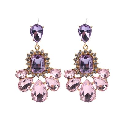 Fashion Elegant Purple Crystal Pendant Earrings Pendant Accessories Gifts For Women Crystal Dangle Earrings