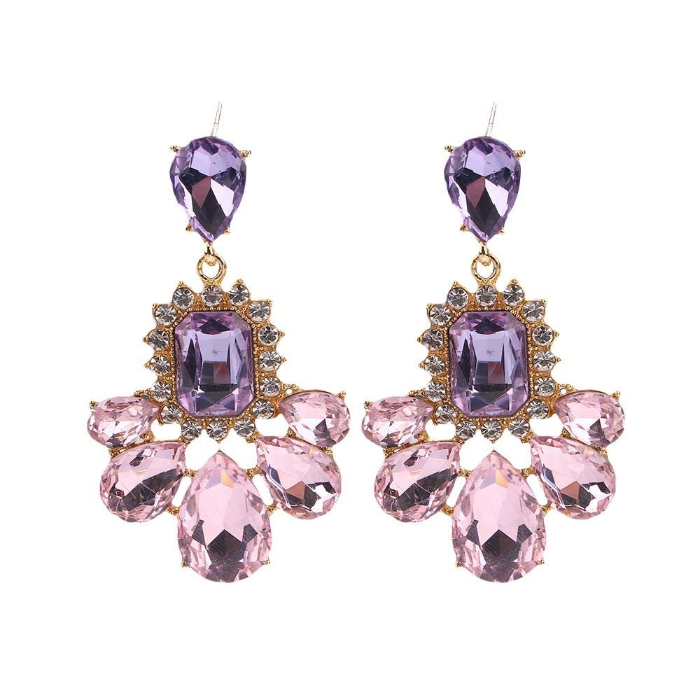 Fashion Elegant Purple Crystal Pendant Earrings Pendant Accessories Gifts For Women Crystal Dangle Earrings