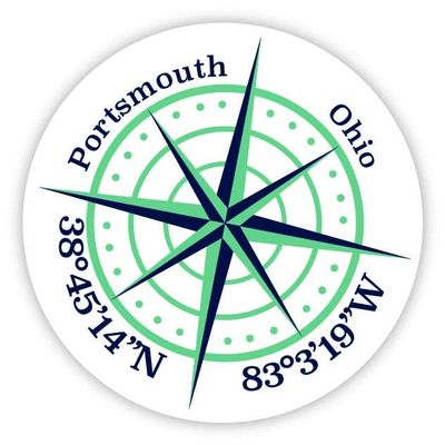 Portsmouth Ohio 2-Inch Vinyl Decal Sticker Latitude Longitude Compass Design