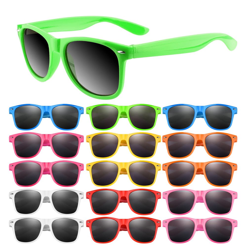 MIAHART 32 Packs Kids Sunglasses Neon Color Party Sunglasses Bulk for Outdoor Beach Wedding Party Kids Birthday Party Supplies
