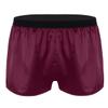 Jhaoyu Mens Silk Pajama Bottoms Shorts Sleepwear Underwear Shiny Casual Loose Boxer Shorts Wine Red Large view 1