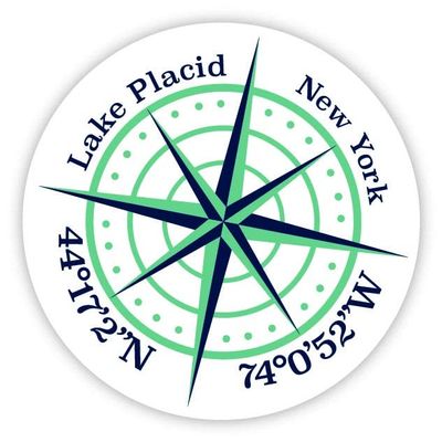 Lake Placid New York 2-Inch Vinyl Decal Sticker Latitude Longitude Compass Design