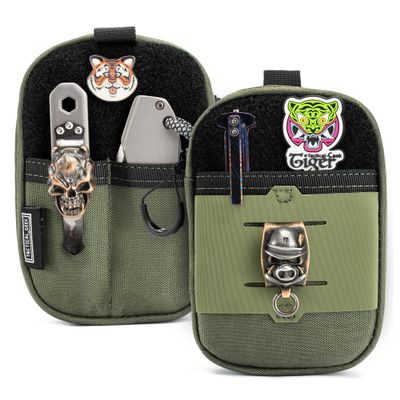 TACTICAL GEEK Block F Portable EDC Pouch, Compact Waist Bag, Molle Pocket Organizer, Multi-Purpose Wallet Crafted from 500D Nylon for Versatile Gear & Card Storage-Green