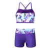 Daenrui Kids Girls 2Pcs Sequins Crop Top with Shorts Tankini Swimsuit Ballet Dance Gymnastics Sports Outfit Swallowtail 4 Years view 1