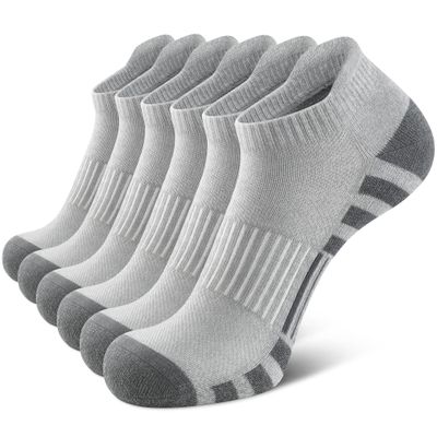 Airacker Athletic Running Ankle Cotton Socks, Low Cut Cushioned Performance Anti-Blister Tab Sports Socks for Men Women 6 Pairs