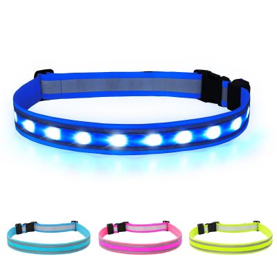 BSEEN LED Running Belt - Rechargeable LED Waistband Refelctive Gear Bands Glow in The Dark Safety Lights for Runners, Joggers, Walkers, Pet Owners, Cyclists (Royal Blue)