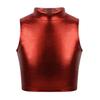 Daenrui Kids Girls Metallic Turtleneck Athletic Dance Tops Dancewear Crop Tank Top Yoga Gym Active Vest Red 14 Years view 1