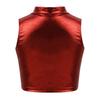 Daenrui Kids Girls Metallic Turtleneck Athletic Dance Tops Dancewear Crop Tank Top Yoga Gym Active Vest Red 14 Years view 2