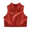 Daenrui Kids Girls Metallic Turtleneck Athletic Dance Tops Dancewear Crop Tank Top Yoga Gym Active Vest Red 14 Years view 4