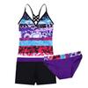 Daenrui Kids Big Girls 3 Pieces Bathing Suit Floral Printed Tankini Swimsuit Boyshort Swimwear Beachwear Violet 12 Years view 3
