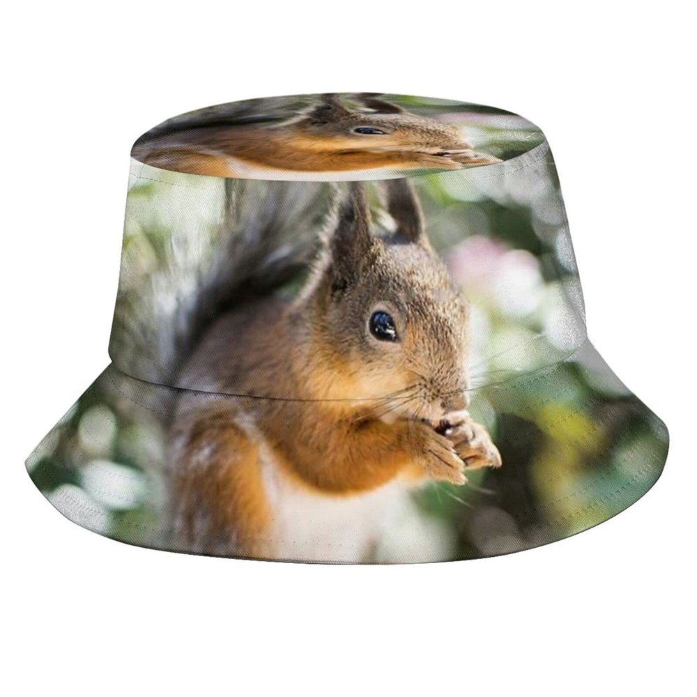 Squirrel Bucket Hat Cute Animal Bucket Hat Happy Muharram Hat Fisherman Hatt Sun Hat for Women Men