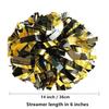 GUIFIER 1 Pair Metallic Cheerleader Pom Poms 6 Inch Cheerleading Poms with Baton Handle, Sparkly Cheerleading Pom Pom, Cheer Pom Poms Pompoms for Cheerleading Girls Kids (Black and Gold) view 2