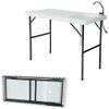 Folding Fishing Cleaning Table with Sink, 4ft Portable Foldable Camping Outdoor Table with Faucet for Picnic Camping Kitchen Gardening White view 1