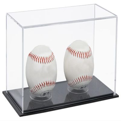Better Display Cases Double Baseballs or Tennis Balls Clear Acrylic Display Case with Black Base (V62/A115)