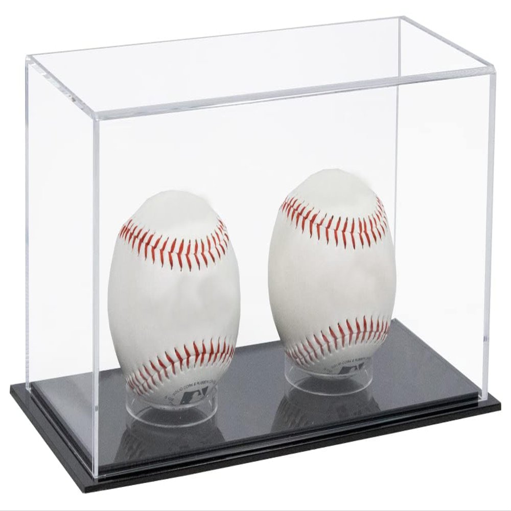 Better Display Cases Double Baseballs or Tennis Balls Clear Acrylic Display Case with Black Base (V62/A115)