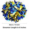 GUIFIER 6 inch 1 Pair Metallic Cheerleading Pom Pom with Baton Handle, Cheerleader Pom Poms, Cheerleading Metallic Pom Poms, Cheer Pom Poms Gifts Pompoms for Cheering Squad - Royal Blue and Gold view 2