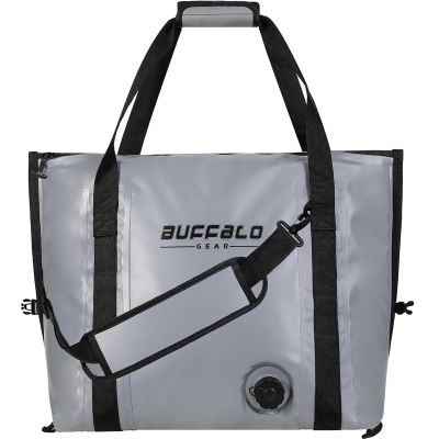 Buffalo Gear Insulated Fish Cooler Bag Flat Bottom,26L Waterproof Fish Kill Bag,Small Fishing Bag Leakproof Fish Cooler (Gray)