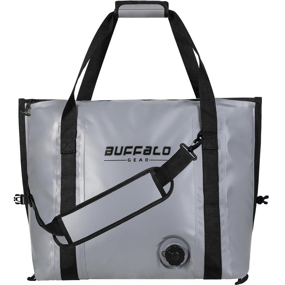 Buffalo Gear Insulated Fish Cooler Bag Flat Bottom,26L Waterproof Fish Kill Bag,Small Fishing Bag Leakproof Fish Cooler (Gray)