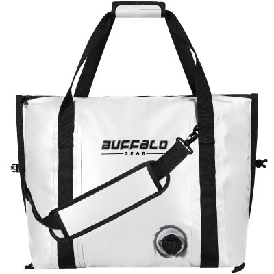 Buffalo Gear Insulated Fish Bag Cooler Flat Bottom-26L Waterproof Fish Kill Bags,Small Fishing Bag Leakproof Fish Cooler (White)