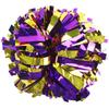 GUIFIER 2 Pack 6 Inches Metallic Cheerleading Pom Poms, Cheer Pom Pom with Baton Handle, Pompoms Cheerleader for Kids Girls Cheering Squad (Purple and Gold) view 1