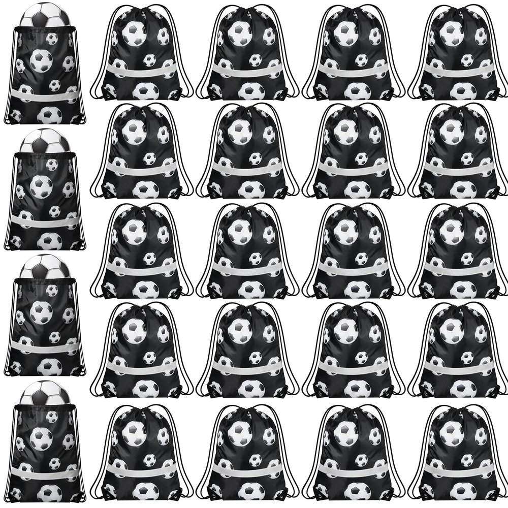 Reginary 24 Pieces Soccer String Bag Drawstring Back Sack with Reflective Stripe Draw String Soccer Team Bags Team Sports for Yoga Dance Swimming Supplies