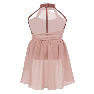 Oyolan Kids Girls Lyrical Ballet Dance Dress Sleeveless Halter Neck Gymnastic Leotard Modern Contemporary Dance Costume Dusty Pink 8 Years